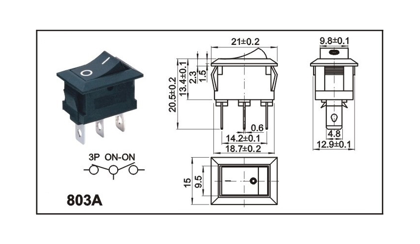 誠(chéng)思生產(chǎn)銷售803A船型開關(guān),803A翹板開關(guān),兩檔三檔帶燈翹板船型開關(guān)